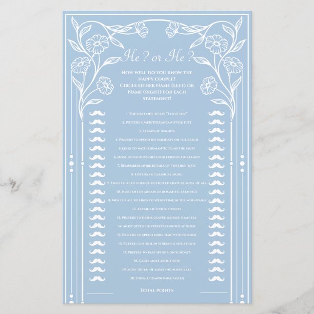 Papier Il A Dit, Il A Dit Joli Jeu Mariage Imprimable (Devant)