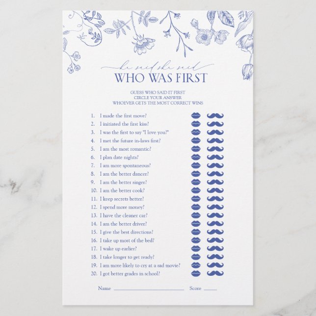 Papier Il A Dit Qu'Elle A Dit Blue Victorian Fête des mar (Devant)