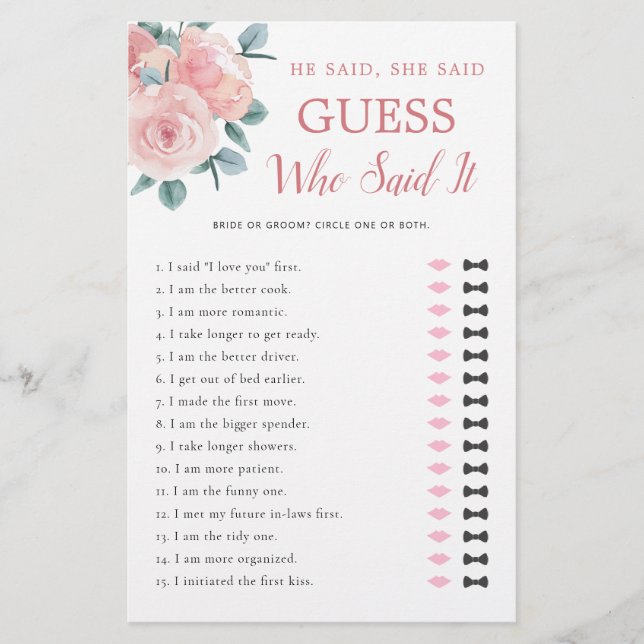 Papier Il A Dit Qu'Elle A Dit Dusty Rose Fête des mariées (Devant)