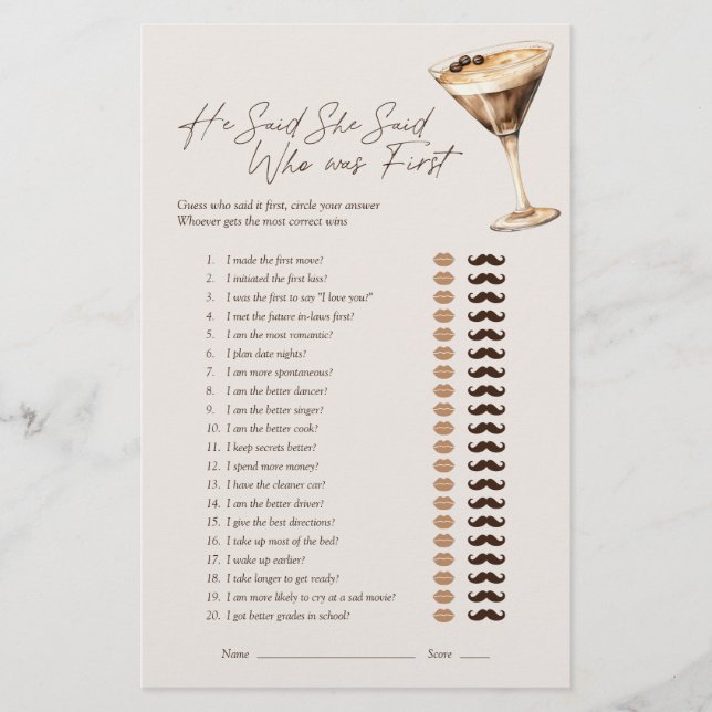 Papier Il A Dit Qu'Elle A Dit Espresso Martini Jeu De Mar (Devant)