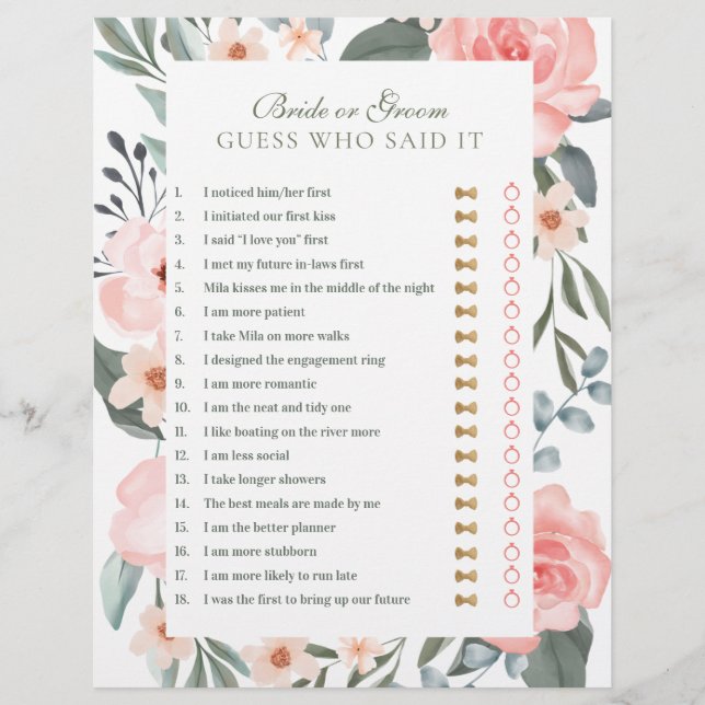 Papier Il A Dit Qu'Elle A Dit Floral Rose & Sage Bridal G (Devant)