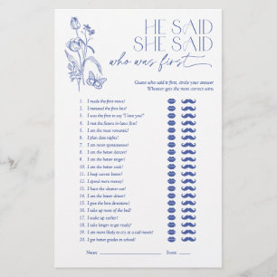 Papier Il a dit qu'elle a dit jeu de baby shower floral b