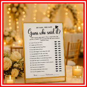 Papier Il a dit qu'elle a dit Jeu de Baby Shower Mariage 