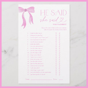 Papier Il A Dit Qu'Elle A Dit Pink Bow Fête des mariées J