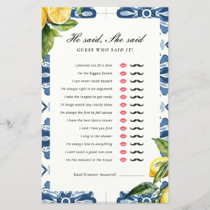 Papier Il A Dit Qu'Elle A Dit Positano Fête des mariées J