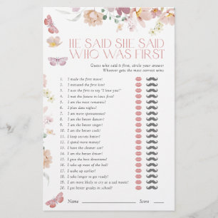 Papier Il a dit qu'elle a dit Rose Floral Mariage Jeu de