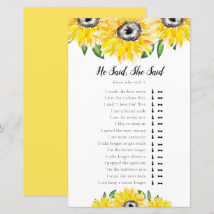 Papier Il A Dit Qu'Elle A Dit Sunflower Fête des mariées 
