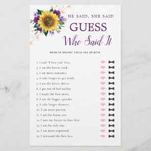 Papier Il A Dit Qu'Elle A Dit Sunflower Purple Lights