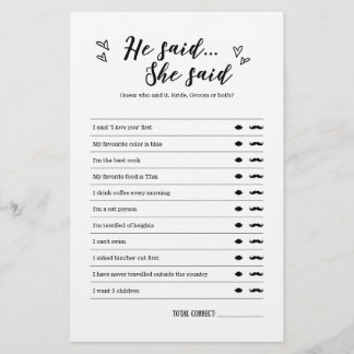 Papier Il dit qu'elle a dit jeu pour Mariage ou Fête des