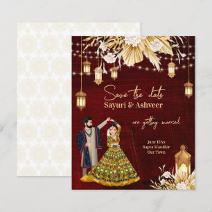 Papier Indian Save the Date maron or couple de danse