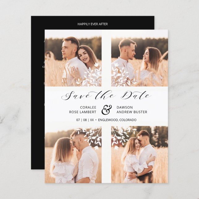 Papier Inexpensive 4 Photos Collage Minimalist Branches (Devant / Derrière)