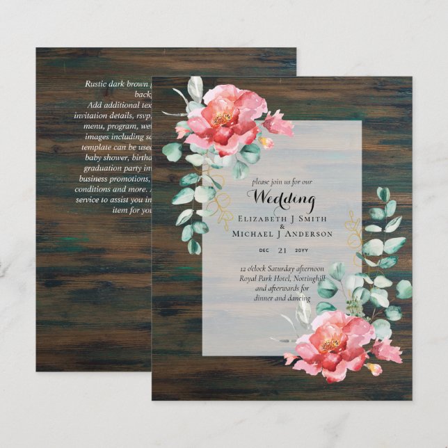 Papier INFÉRIEUR BUDGET Red Floral Eucalyptus (Devant / Derrière)