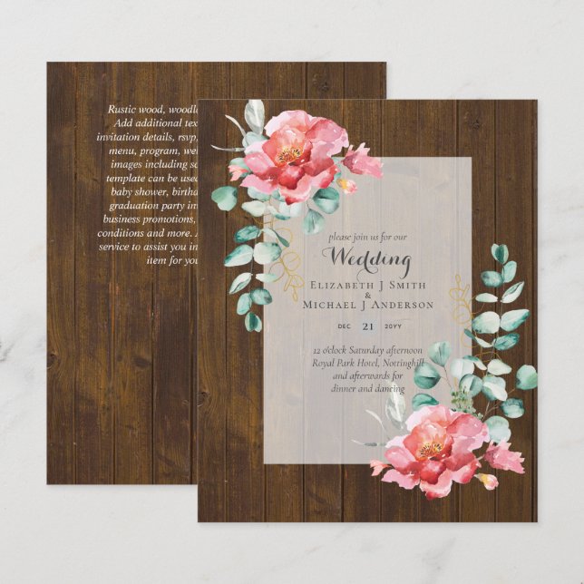 Papier INFÉRIEUR BUDGET Red Floral Eucalyptus (Devant / Derrière)