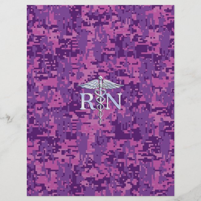 Papier Infirmière inscrite RN Silver Caduceus sur Camo Ro (Devant)