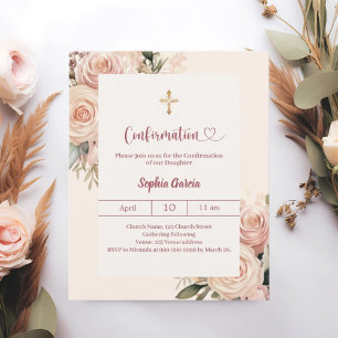 Papier Informations de confirmation de florales rose pous