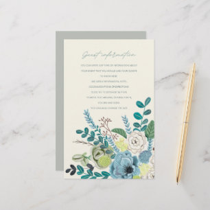 Papier Informations pour les invités de fleurs de vert de