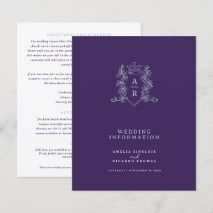 Papier Informations sur les invités du mariage du monogra