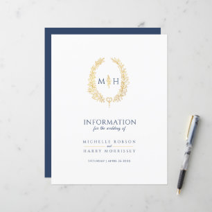 Papier Informations sur l'invité du mariage du monogramme