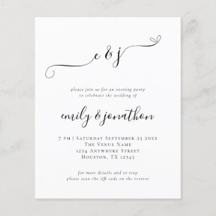 Papier Initiales budgétaires Script QR Mariage Soirée Inv