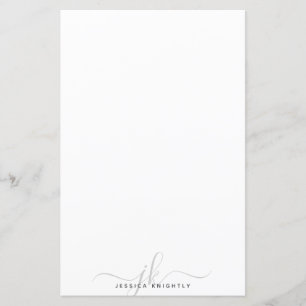 Papier Initiales de monogramme gris design moderne minime