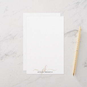 Papier Initiales de Monogramme Or Design Moderne Minimal