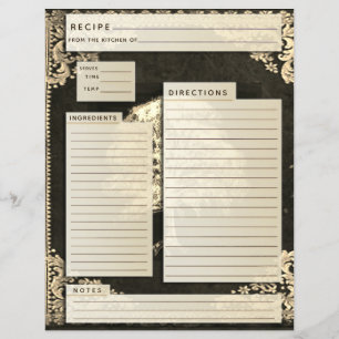 Papier Insertion de la recette vintage
