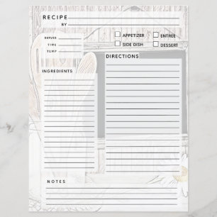 Papier Insertion du Classeur de recette vintage