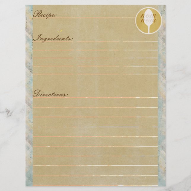 Papier Insertions de recette de vanille (Devant)