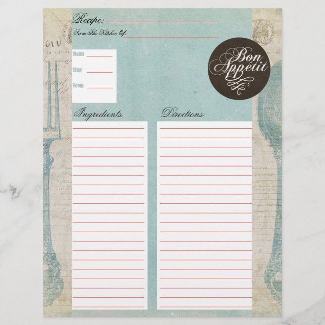 Papier Insertions de recettes de lettres anciennes (Devant)