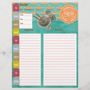 Papier Insertions de recettes fraîches garanties