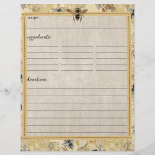 Papier Insertions de recettes vintages pour apiculteur
