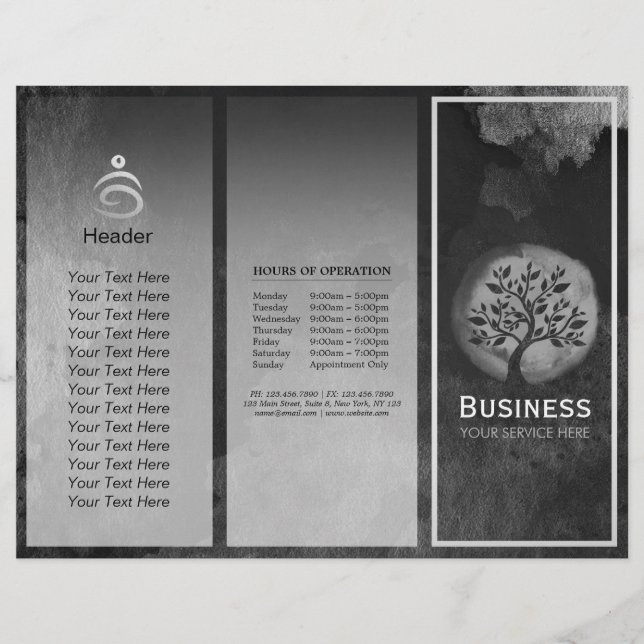 Papier Instructeur de méditation Yoga B&W Tree Logo Tri-F (Devant)