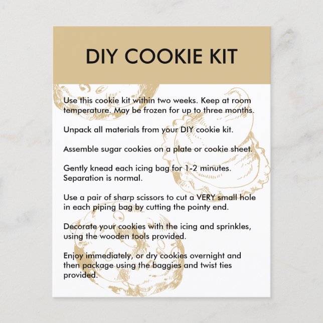 Papier Instructions simples pour kit de cookie DIY de bou (Devant)