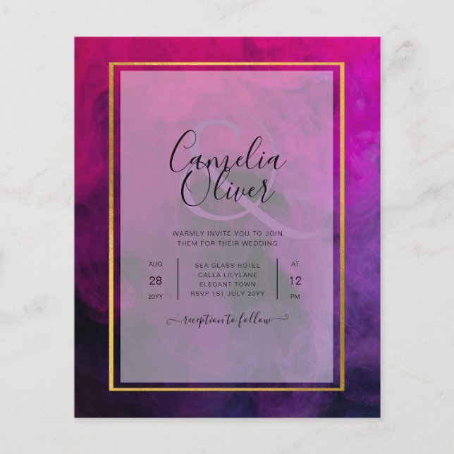 Papier Intense Magenta Plum Purple Encre Mariage INVITE (Devant)