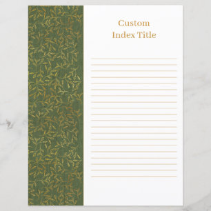 Papier Intercalaire de reliure de recette vert en lin rus