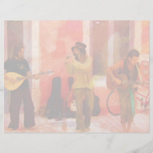 Papier Interprètes de rue jouant ensemble d'instruments