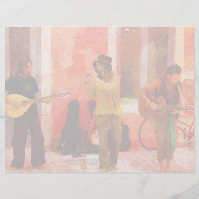 Papier Interprètes de rue jouant ensemble d'instruments (Devant)