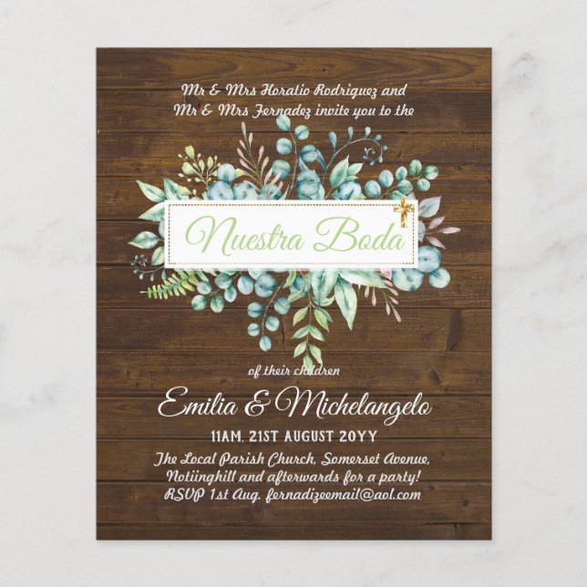 Papier Invitaciones De Boda Baratas HOJAS Modernas (Devant)