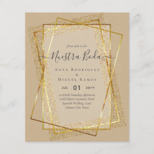 Papier Invitaciones de Boda, Mariage espagnol GOLD Budget