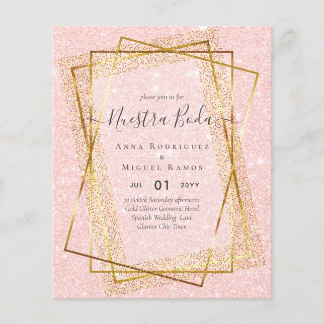 Papier Invitaciones de Boda, Mariage espagnol GOLD Budget (Devant)
