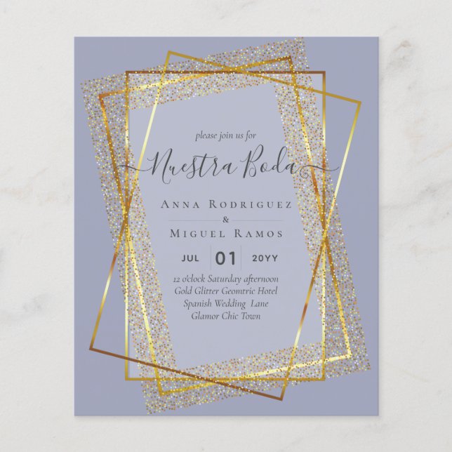 Papier Invitaciones de Boda, Mariage espagnol GOLD Budget (Devant)