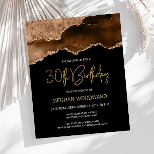 Papier Invitation 30 ans Budget Mocha Gold Agate
