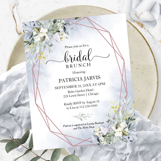 Papier Invitation à Brunch de mariage budget Eucalyptus (Créateur téléchargé)