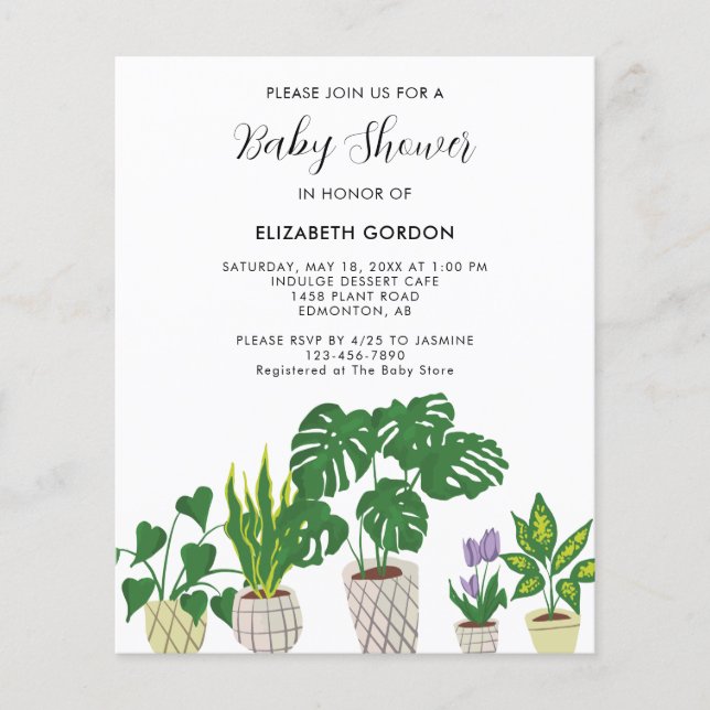 Papier Invitation à fleur de Baby shower Plante (Devant)