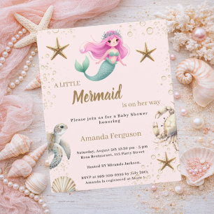 Papier Invitation à la baby shower Mermaid Under the sea