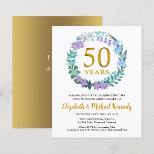 Papier Invitation à la couronne de fleurs d'or du 50e ann