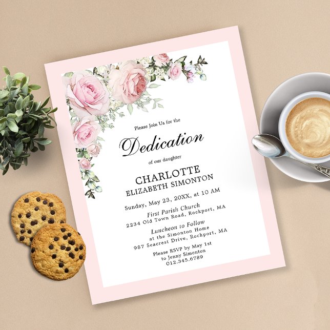 Papier Invitation à la dédicace florale rose (Créateur téléchargé)