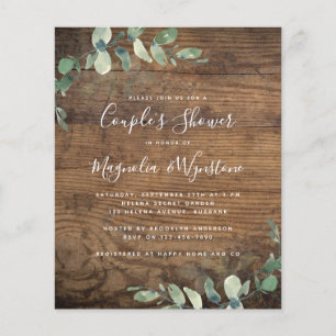 Papier Invitation à la douche du couple Eucalyptus Budget