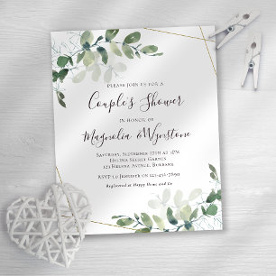 Papier Invitation à la douche du couple Eucalyptus Budget