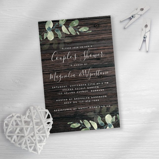 Papier Invitation à la douche du couple Eucalyptus Budget (Créateur téléchargé)
